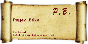 Payer Béke névjegykártya